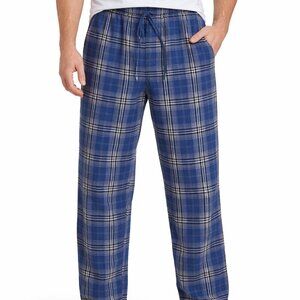 100% Cotton Lands' End Navy Plaid Cotton Pajama Pants Size M